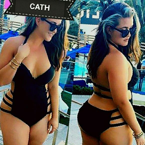 New trendy plus size bandage monokini Swimsuit - Picture 1 of 4